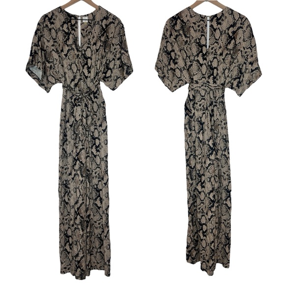 Anthropologie Seen Worn Kept Snake Print Jumpsuit V-Neck Wide Leg size 4 - Picture 2 of 5